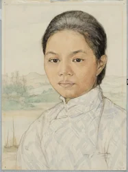 Eine chinesisch-malaiische Frau (Aquarell auf Papier)